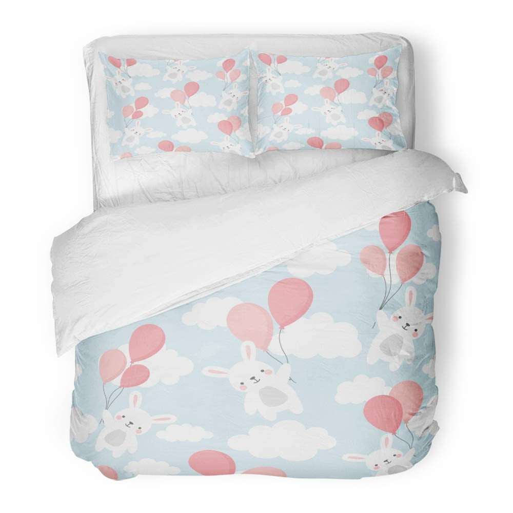 KXMDXA 3 Piece Bedding Set Rabbit Pattern Happy Cute Bunny Flying in ...