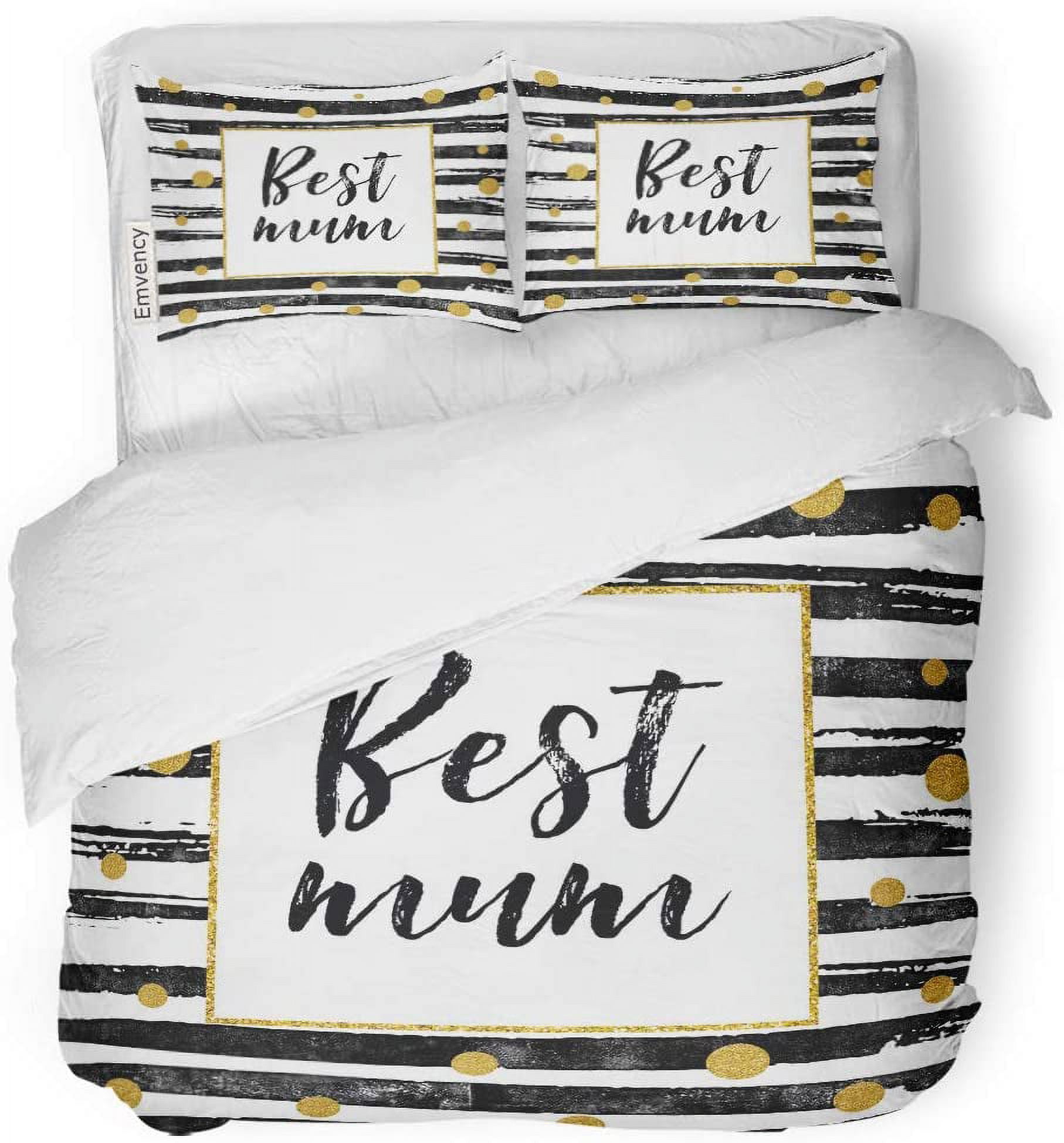 KXMDXA 3 Piece Bedding Set Word Best Mum Motivational Quote Dots and