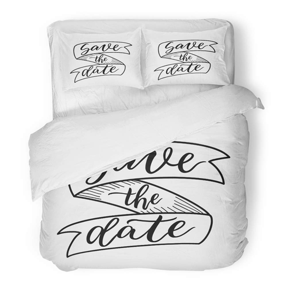 KXMDXA 3 Piece Bedding Set Word Save The Date Sign Ribbon Site for