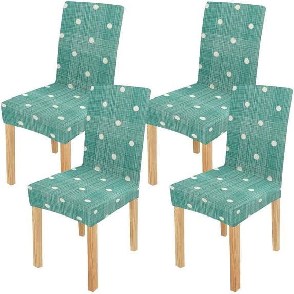 KXMDXA Abstract Geometric Retro Polka Dot Stretch Chair Cover Protector Seat Slipcover for Dining Room Hotel Wedding Party Set of 4
