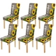 thumbnail image 1 of KXMDXA Autumn Sunflowers Wood Pattern Stretch Chair Cover Protector Seat Slipcover for Dining Room Hotel Wedding Party Set of 6, 1 of 6