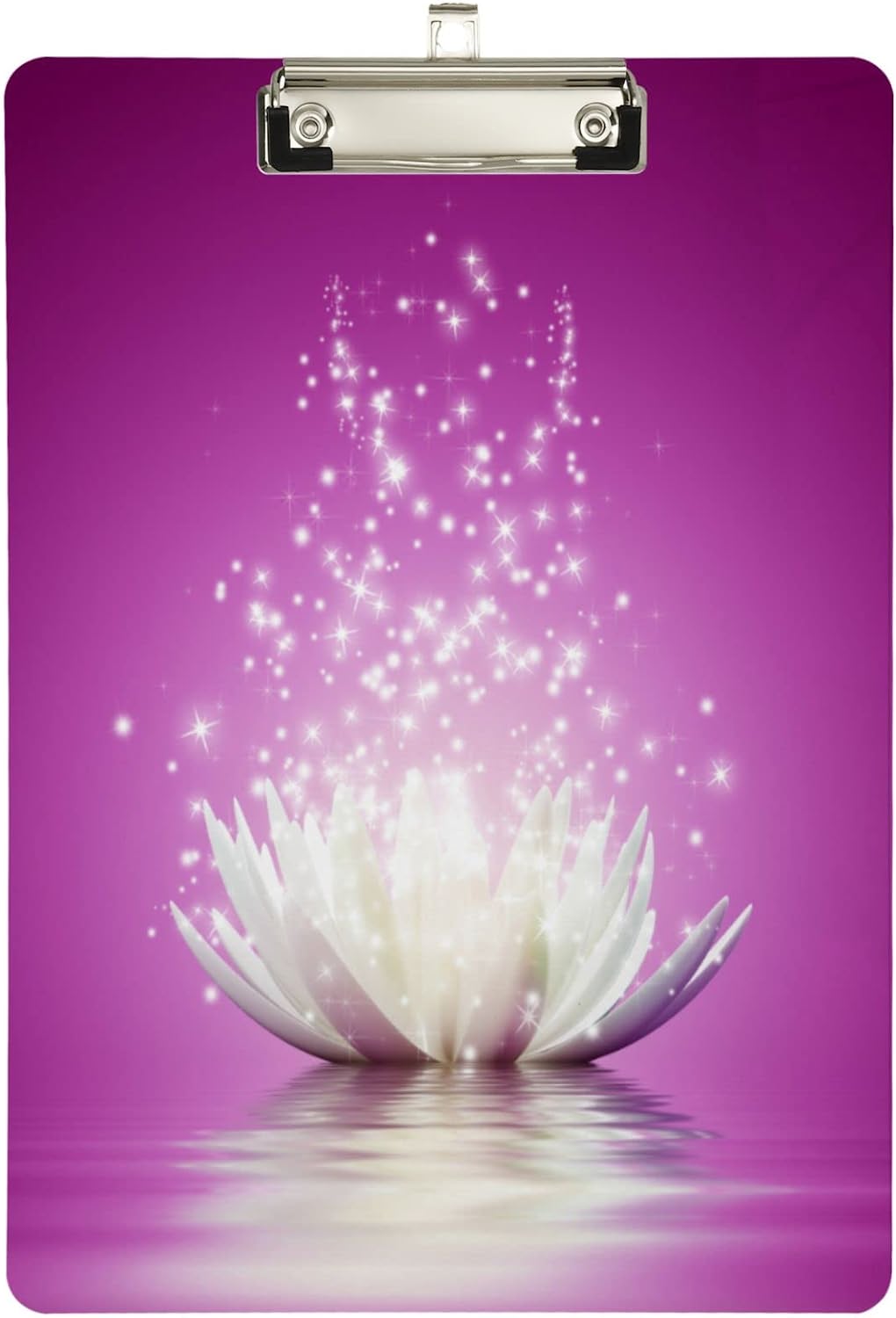 KXMDXA Beautiful White Lotus Magic Art Clipboard Hardboard Wood Nursing Clip Board and Pull for