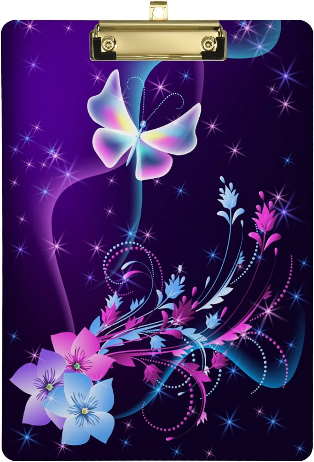 KXMDXA Butterfly Purple Clipboard Hardboard Wood Nursing Clip Board and