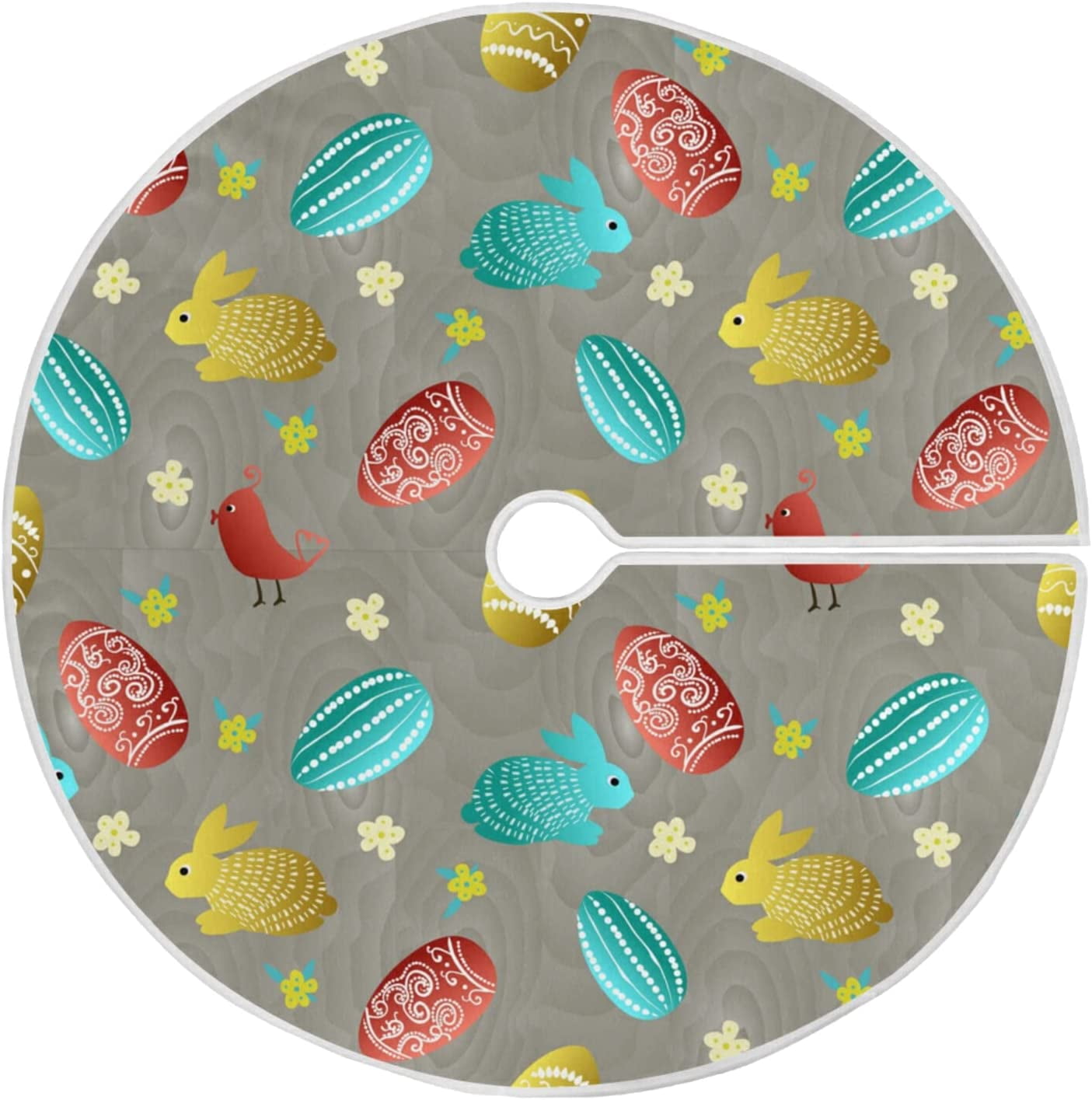 KXMDXA Easter Tree Skirt Colorful Eggs Bunny Xmas Christmas Tree Skirt