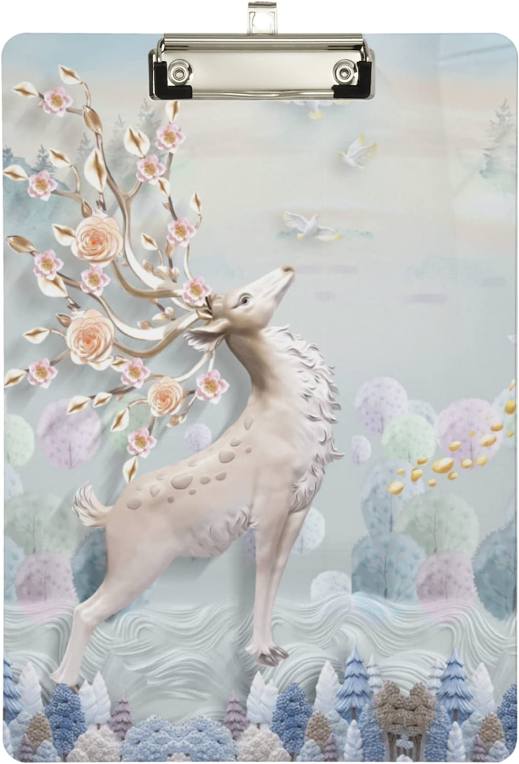 KXMDXA Fantastic DeerBlooming Horns Birds Clipboard Hardboard Wood ...
