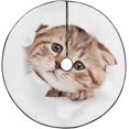 KXMDXA Funny Kitten Pattern Xmas Christmas Tree Skirt Stand Mat for Holiday Party Decoration