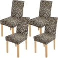 thumbnail image 1 of KXMDXA Leopard Print Skin Print Stretch Chair Cover Protector Seat Slipcover for Dining Room Hotel Wedding Party Set of 4, 1 of 6