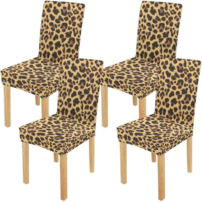 Leopard print dining chair covers new arrivals