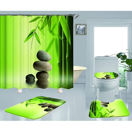 KXMDXA Marble Texture Background Zen Stone Orchid 4 Piece Bathroom Set Shower Curtain Bath Rug Contour Mat and Toilet Lid Cover