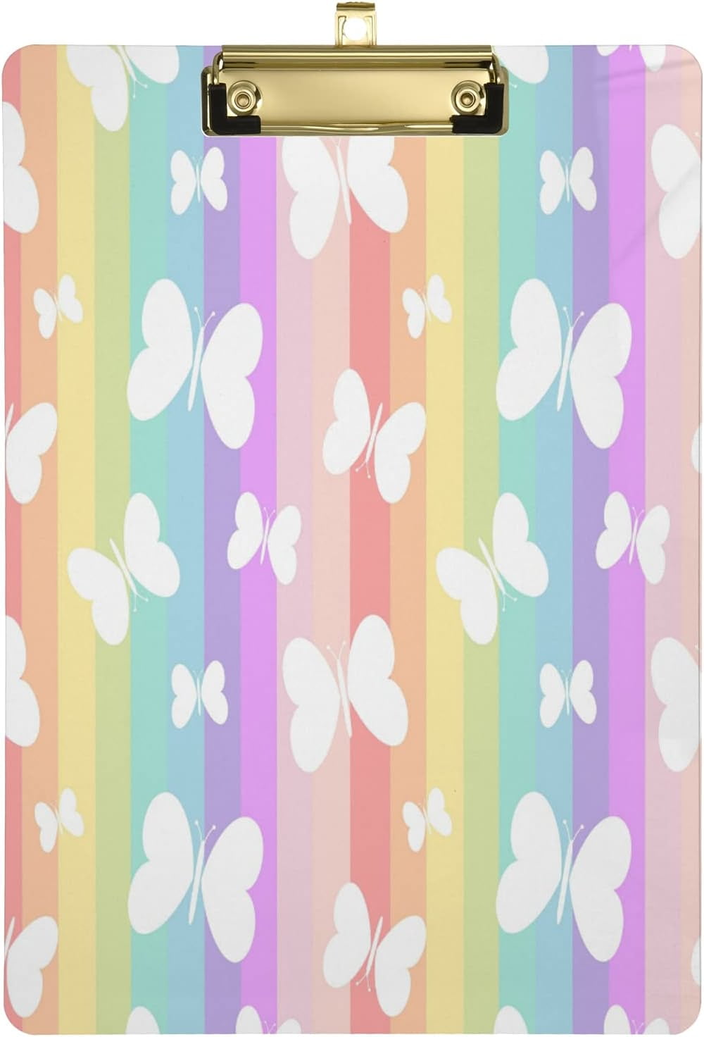 KXMDXA Rainbow Striped Butterfly Clipboard Hardboard Wood Nursing Clip