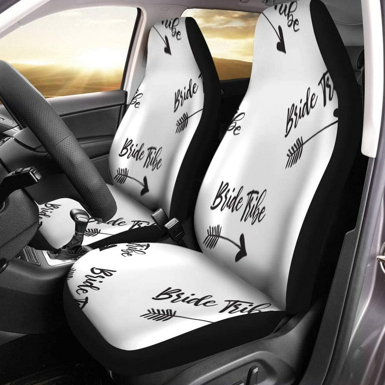 KXMDXA Set of 2 Car Seat Covers Boho Hen Bachelorette Party Bride Tribe Arrow Black Simple Universal Auto Front Seats Protector Fits for Car SUV