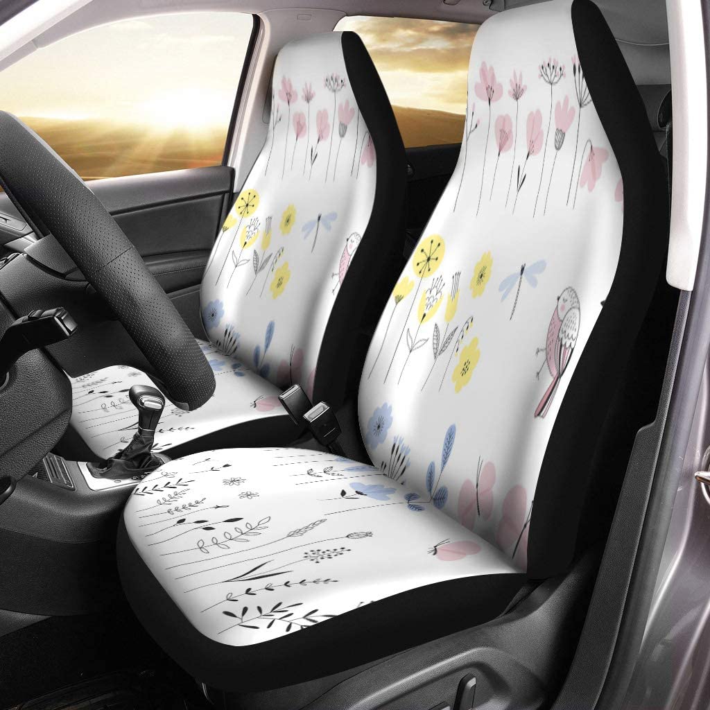 KXMDXA Set of 2 Car Seat Covers Colorful Scandinavian Floral for DIY Bee Butterfly Flower Ladybug Universal Auto Front Seats Protector Fits for Car SUV Sedan Truck Walmart