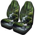 thumbnail image 1 of KXMDXA Set of 2 Car Seat Covers Green Forest Cascade Falls Over Mossy Rocks Waterfall Water Universal Auto Front Seats Protector Fits for Car,SUV Sedan,Truck, 1 of 5