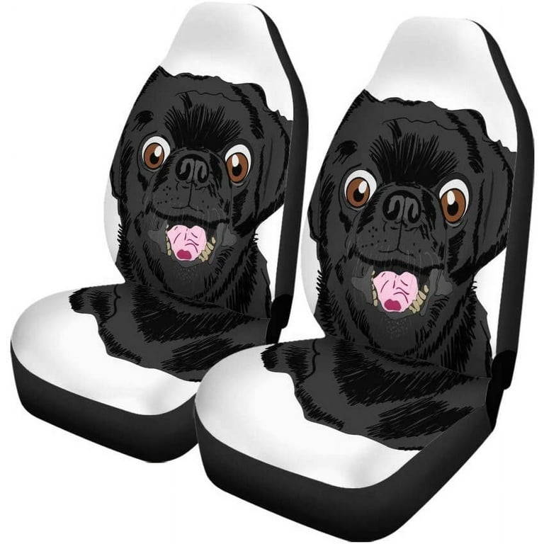 Pug Car Seat Covers - Black (Set of 2) Pug Car Seat Covers - Black (Set of 2)