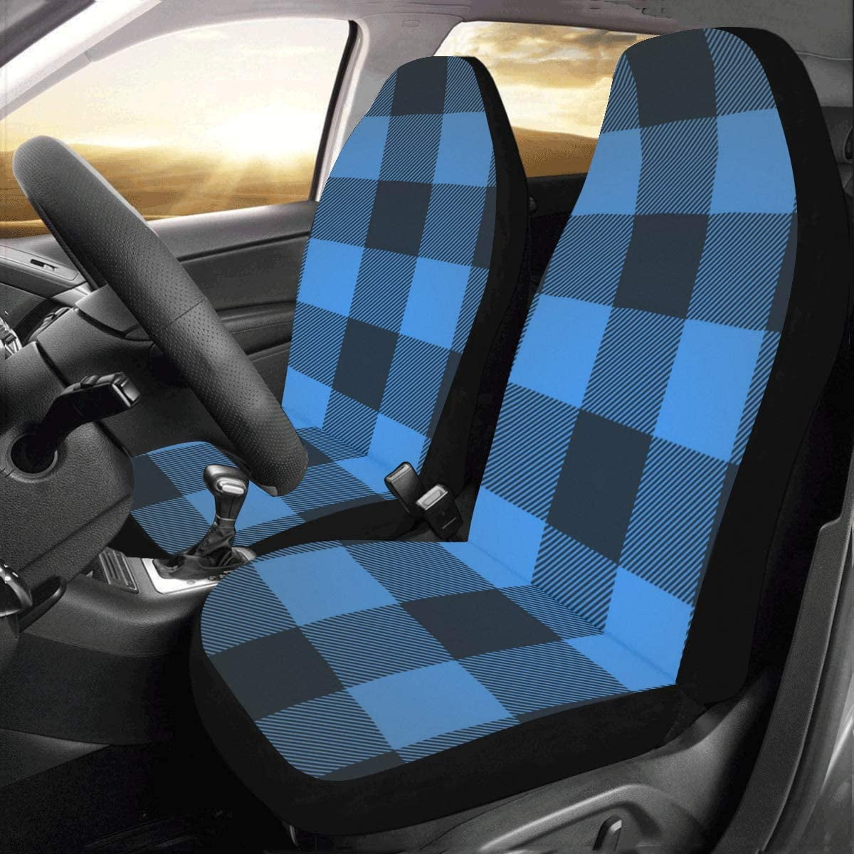 KXMDXA Set of 2 Car Seat Covers Buffalo Check Lumberjack Plaid