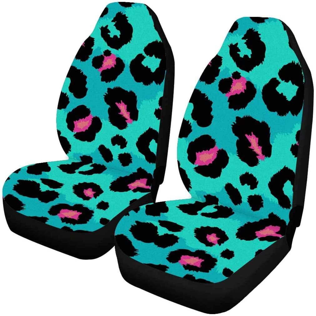 KXMDXA Set of 2 Car Seat Covers Leopard Print Universal Auto Front