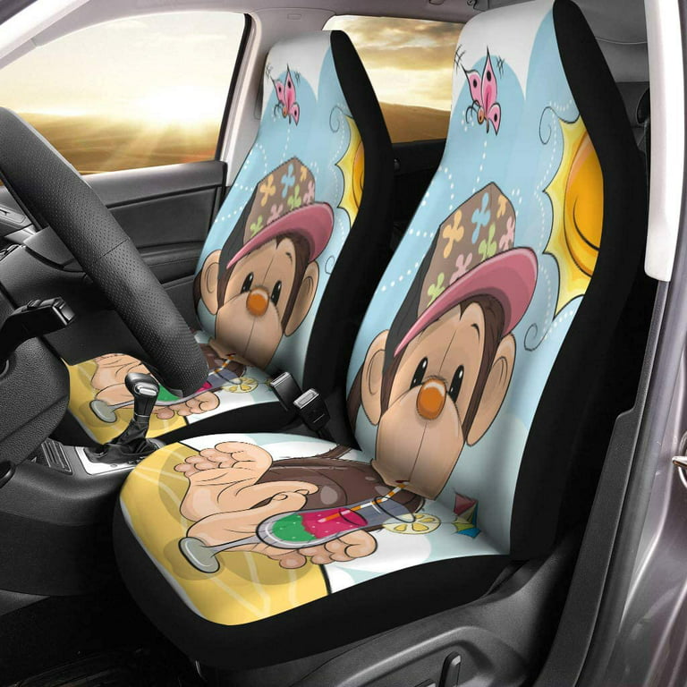 Banana And Monkey Pattern Print Pet Car Back Seat Cover – GearFrost