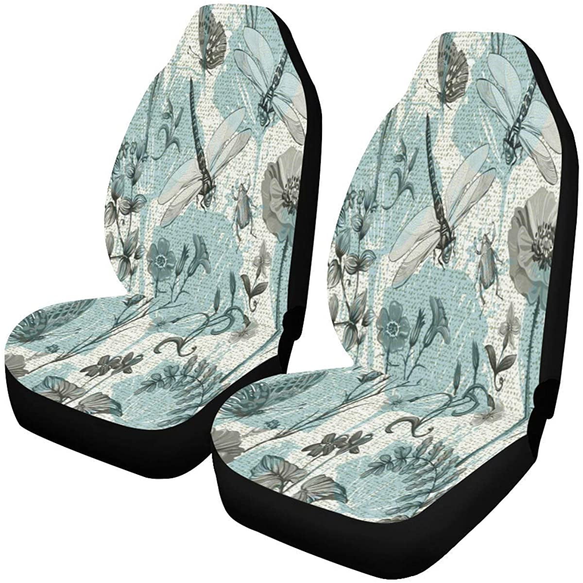 KXMDXA Set of 2 Car Seat Covers Vintage Dragonfly Art Universal Auto