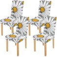 thumbnail image 1 of KXMDXA Sunflower Yellow White Stretch Chair Cover Protector Seat Slipcover for Dining Room Hotel Wedding Party Set of 4, 1 of 6