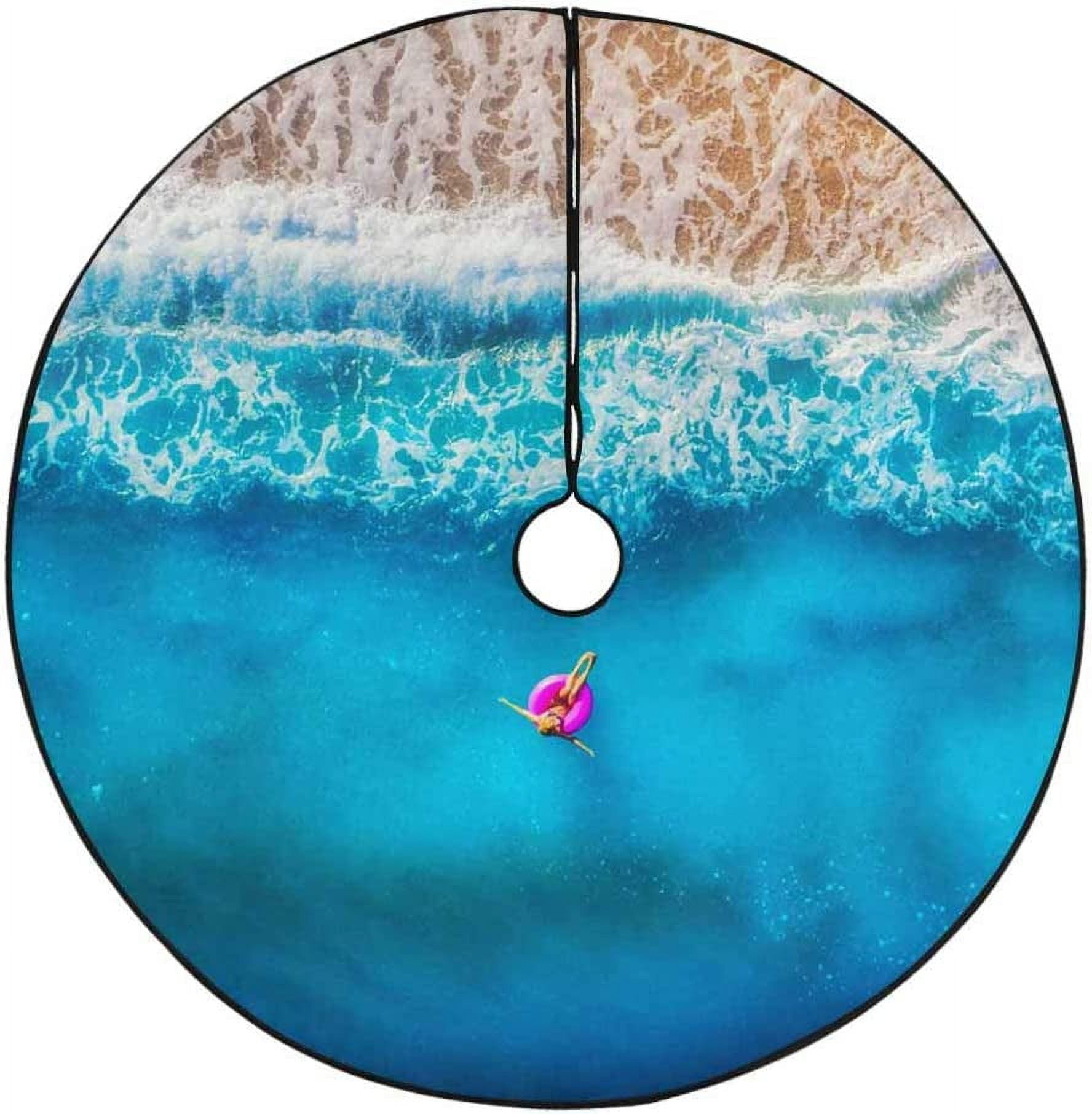 KXMDXA Transparent Sea Beach Xmas Christmas Tree Skirt Stand Mat for
