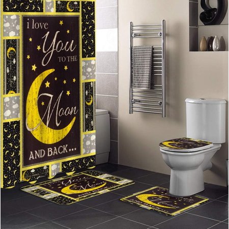 KXMDXA Valentines Day 4 Piece Bathroom Set Shower Curtain Bath Rug Contour Mat and Toilet Lid Cover