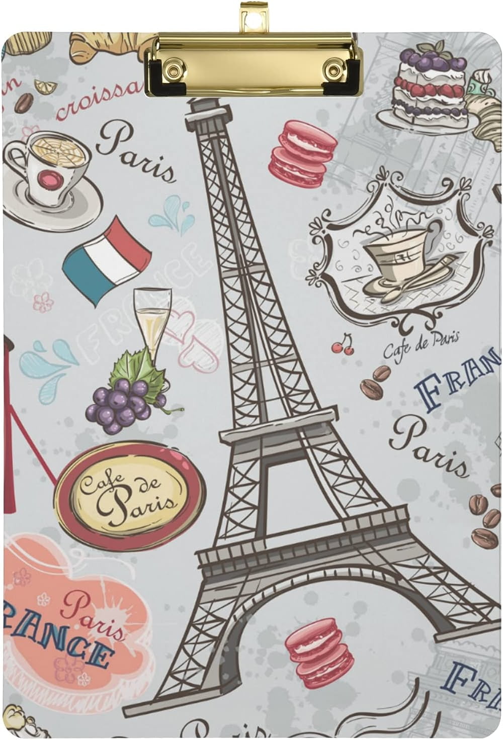 KXMDXA Vintage Paris Attractions Clipboard Hardboard Wood Nursing Clip