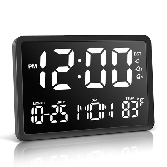 KY 16" Large Digital Wall Mount Clock, Count Down Timer with Remote, Alarm, Big LED, 8 RGB Color, DST, Temperature for Living Room Classroom Desk, Xmas, Birthday Gift for Senior Men Women Mom Dad
