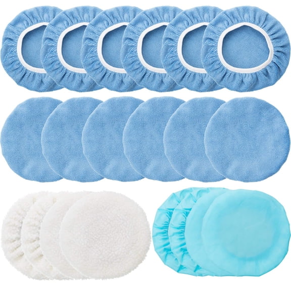 KY 20 Pieces Car Orbital Buffer Polisher Pad Bonnet Microfiber Max Bonnet Polishing Buffing Pad Cover(5-6 Inches)