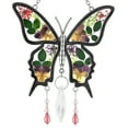 thumbnail image 1 of KY&BOSAM Crystal Butterfly Stain Glass Suncatcher Wind Chime Ornament Silver Zircon & Stained glass material & Crystal Pendant with Pressed Flower Wings Color box packing Make Happy Mother's Day Gift, 1 of 9