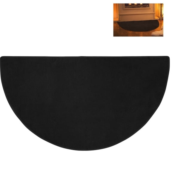 KY Fireproof Fireplace Mat 24" x 41.7", Half Round Fireplace Hearth Rug, Double-layer Fireplace Hearth Area Rug, Fire Retardant Carpet for Fireplace, Kitchen, Camping, Barbecue