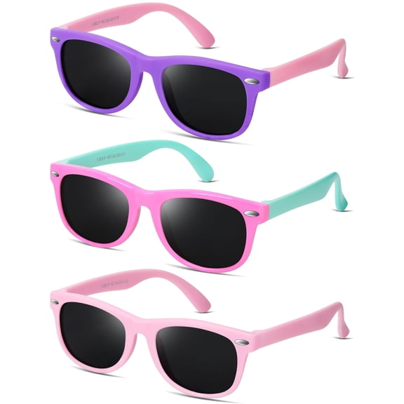 KY Kids Polarized Sunglasses for Girls Boys UV Protection Sun Glasses Flexible Rubber TPEE Shades for Children Age 3-9