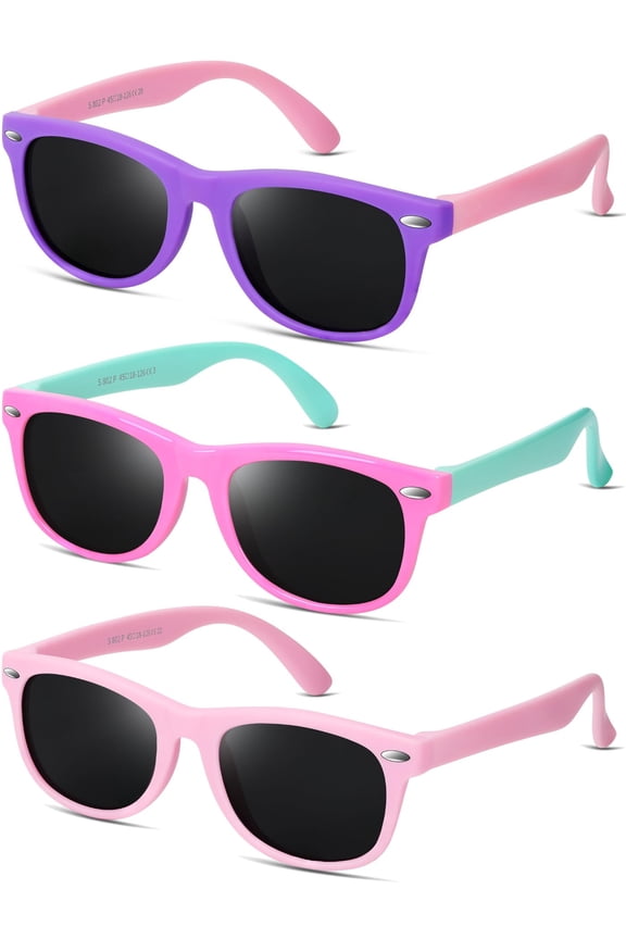 KY Kids Polarized Sunglasses for Girls Boys UV Protection Sun Glasses Flexible Rubber TPEE Shades for Children Age 3-9
