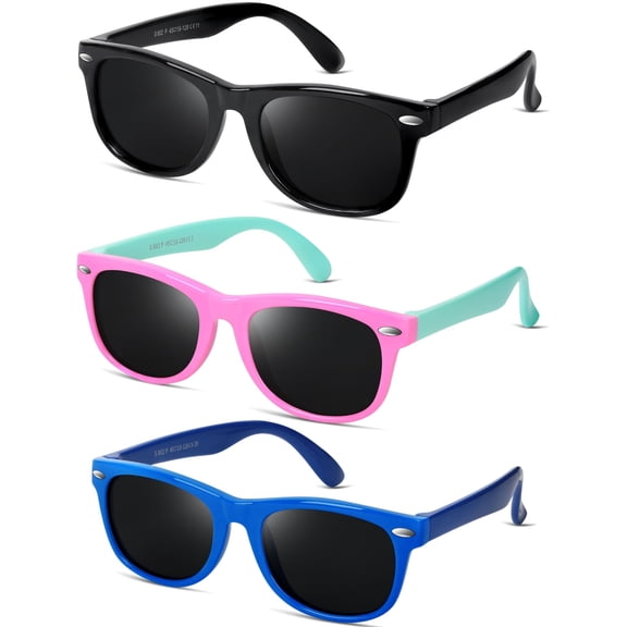 KY Kids Polarized Sunglasses for Girls Boys UV Protection Sun Glasses Flexible Rubber TPEE Shades for Children Age 3-9
