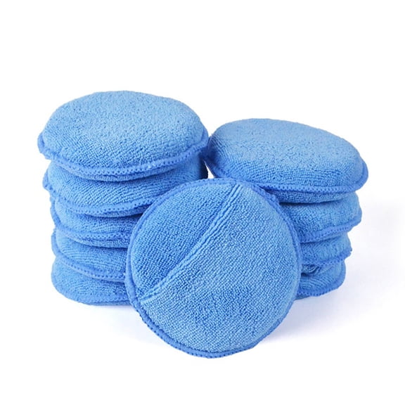 KY Microfiber Wax Applicator, Ultra-Soft Microfiber Wax Applicator Pads with Finger Pocket Wax Applicator for Cars Wax Applicator Foam Sponge (Blue, 5" Diameter, Pack of 10)