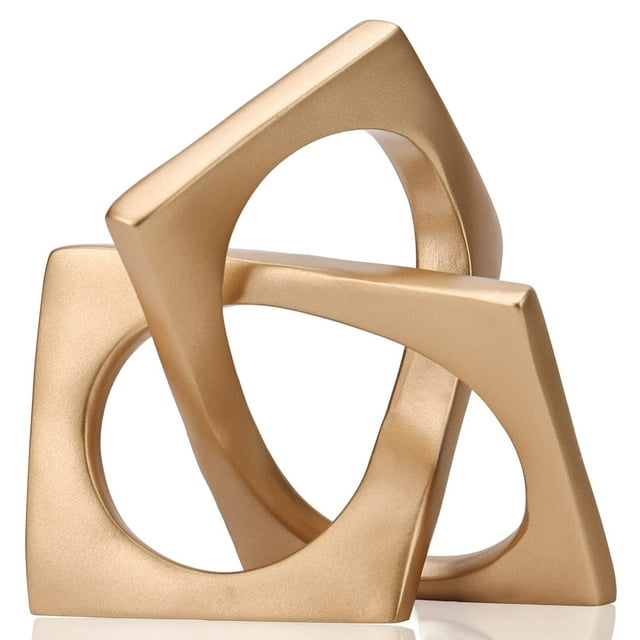 KY Modern Geometric Sculpture White Knot Statue Decor, Home White Bookcase Centerpiece jax Decorative, Geometric Tabletop Sculpture and Figurines, For White Home Decor Accent Cube Decorative Ornaments
