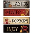 thumbnail image 1 of KY Movie Theater Decor 4 Pieces Wooden Home Theater Decor Vintage Movie Theater Decor for Home Popcorn Enjoy Film Classic Decor Rustic Movie Room Wall Decor Media Room Wall Art, 11 x 3 Inches, 1 of 6