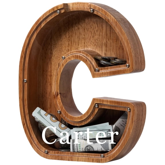 KY Piggy Bank for Kids Boys Girls, Wooden Large Letter Piggy Bank Alphabet Money Bank with Initial B, Coin Bank Fun Gifts for Birthday, Christmas, Festival, Baby Shower