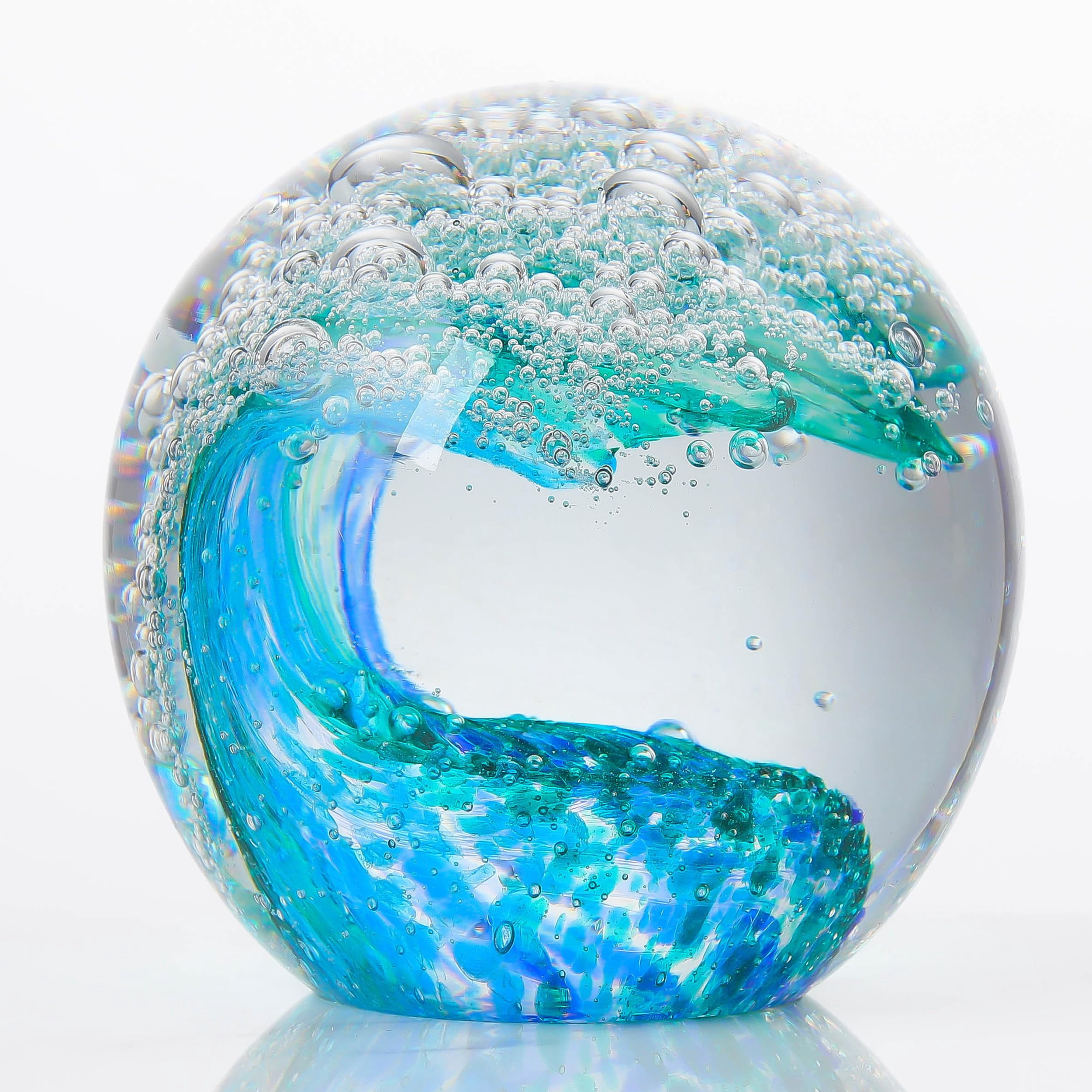 KY Qianwei Hand Blown Ocean Waves Crystal Ball - Glass Collectible ...
