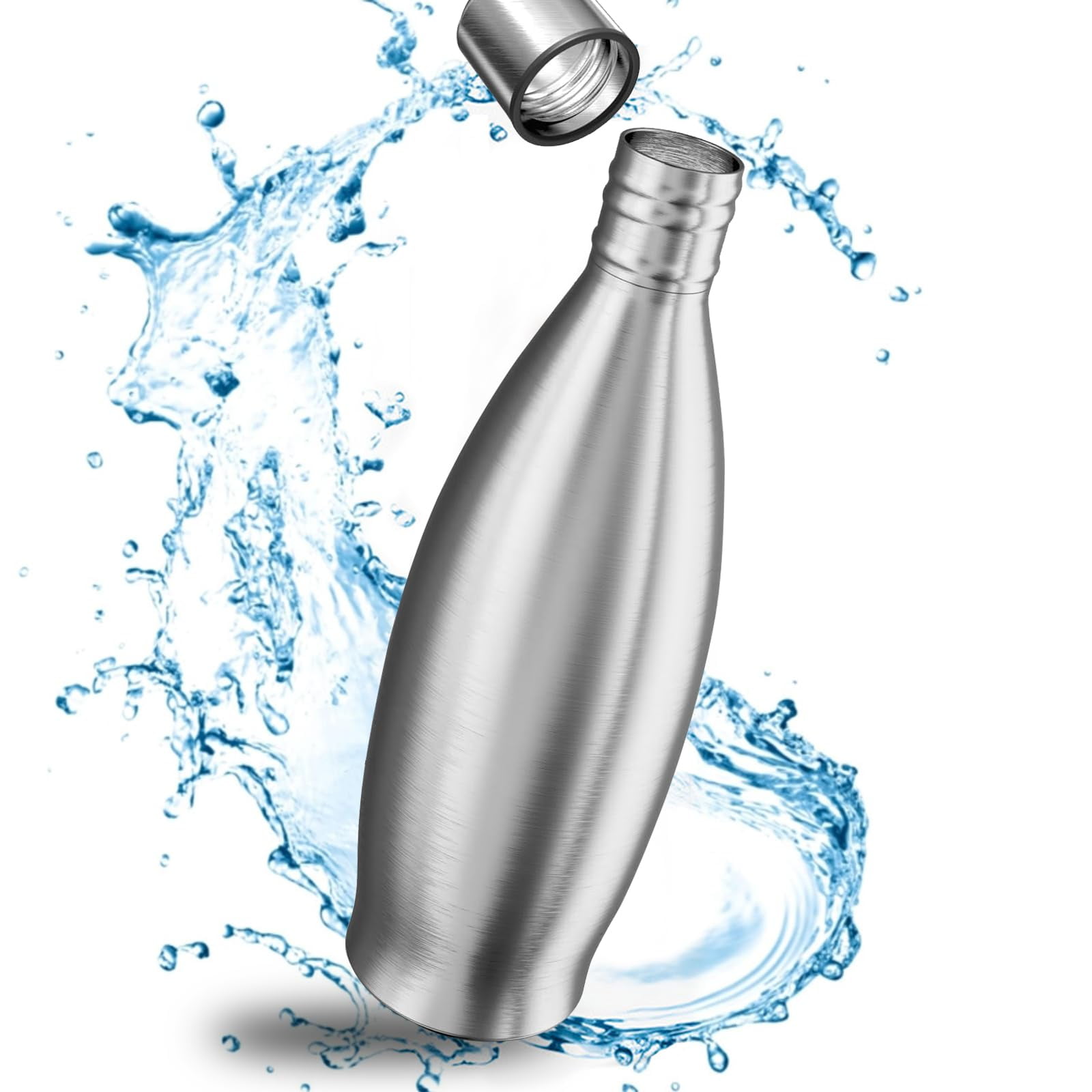 TEFAL BLUDROP Water Bottle, Reusable Stainless Steel Bottle, Hot And Cold Drinks, Dishwasher-Safe, Leak-Proof, 0.5 L, Blue