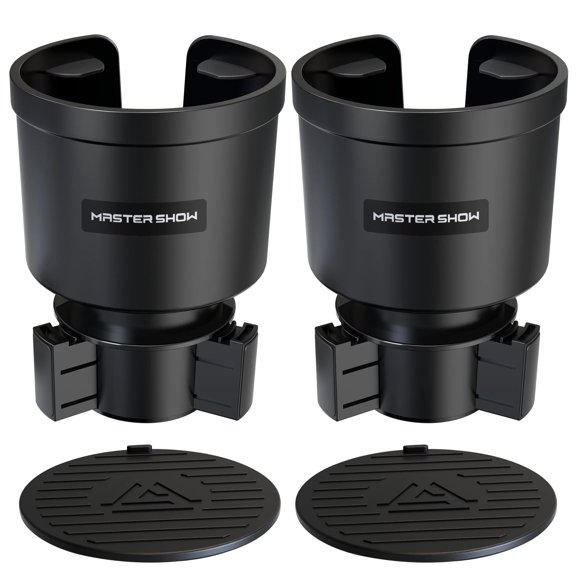 KY Upgraded Universal Car Cup Holder Expander for 3.4"-4" Bottles - Adjustable Base Fits Most Vehicles, SUVs & Trucks - Heavy Duty Adapter for Oversized Tumblers & Mugs