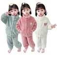 thumbnail image 1 of KYAIGUO 0-7T Toddler Kids Girls Flannel Pajamas Pjs Set 2PCS Fall-Winter Thickened Fleece Tee and Bottom Sleepwear Outfits Warm Fleece Fall Loungewear, 1 of 9