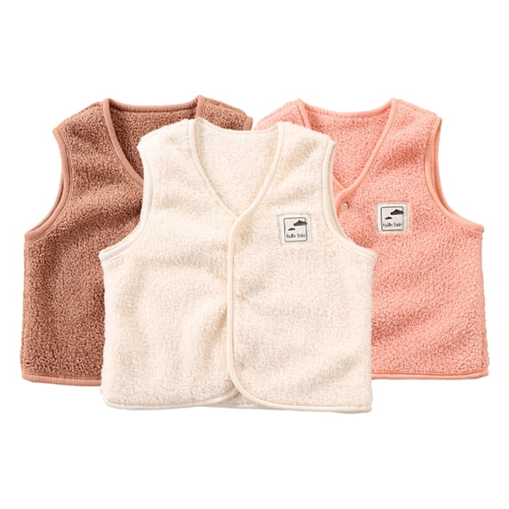 KYAIGUO 1-10T Boys Girls Sleeveless Jacket for Kids Toddlers Soft Sherpa Fleece Vest Outerwear Buttons Fall Winter Cardigan Waistcoat