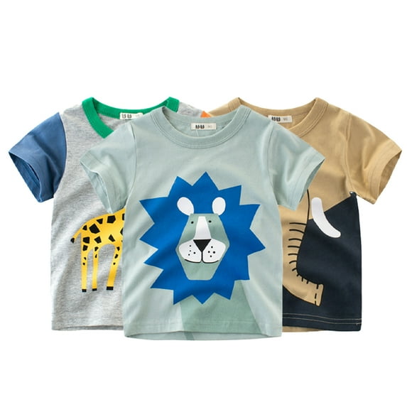 KYAIGUO 1-10Y Baby Kids Short Sleeve T-Shirt for Boys Summer Toddler Crewneck Casual Tee Shirt Tops Cartoon Casual Youth Shirt