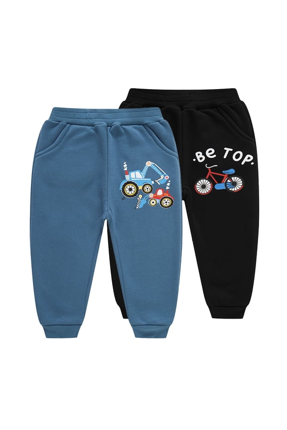 Toddler Kids Autumn Sweatpants for Boys,Soft Cartoon Trousers Casual Pants Winter Cotton Jogger Baby Fleece Jogger Excavators Pants Sweatpants for 1-10 Years Old