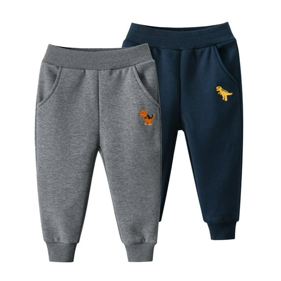 KYAIGUO 1-10Y Kids Toddler Fall Winter Sweatpants Jogger for Boys Fleece Lined Jogger Sweat Pants Baby Warm Elastic Casual Trousers Bottoms Windproof Active Pants