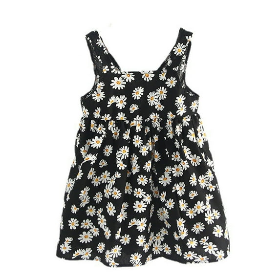 KYAIGUO 1-6T Baby Girls Summer Cotton Dress Toddler Sleeveless Casual Floral Backless Princess Dresses Swing Tutu Sundress Skirt Beachwear