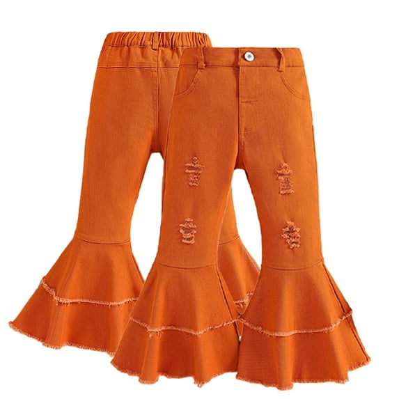 KYAIGUO 1-6T Girls Spring Flare Pants for Baby Toddler Fall Elastic Waist Bell Bottom Soft Casual Wide Leggings Trousers