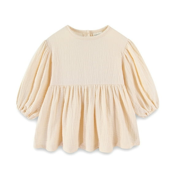 KYAIGUO 1-6T Spring Girls Dresses for Toddler Kids Back with Button Classic Solid Color Loose Dresses Cozy Long Sleeve Dresses