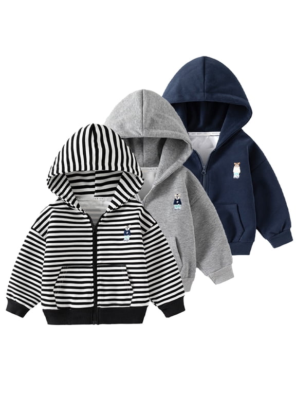 1-7 Years Baby Boys Long Sleeve Sweatshirt Toddler Zip up Hoodie Jackets Coats Kids Cute Cartoon Casual Spring Fall Outwears