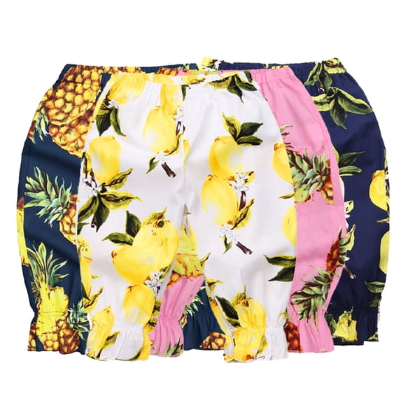 KYAIGUO 1-9T Girls Floral Casual Harem Pants for Kids Baby Toddler Summer Casual Long Pants Spring Cotton Harem Bloomers Summer Soft Elastic Waist Linen Trousers